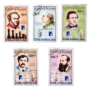 تمبر یادگاری طرح ورزشی مدل بزرگان شطرنج کد M-515 مجموعه 5 عددی