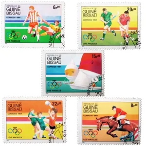 تمبر یادگاری طرح ورزشی مدل المپیک 84 کد OL-311 مجموعه 5 عددی