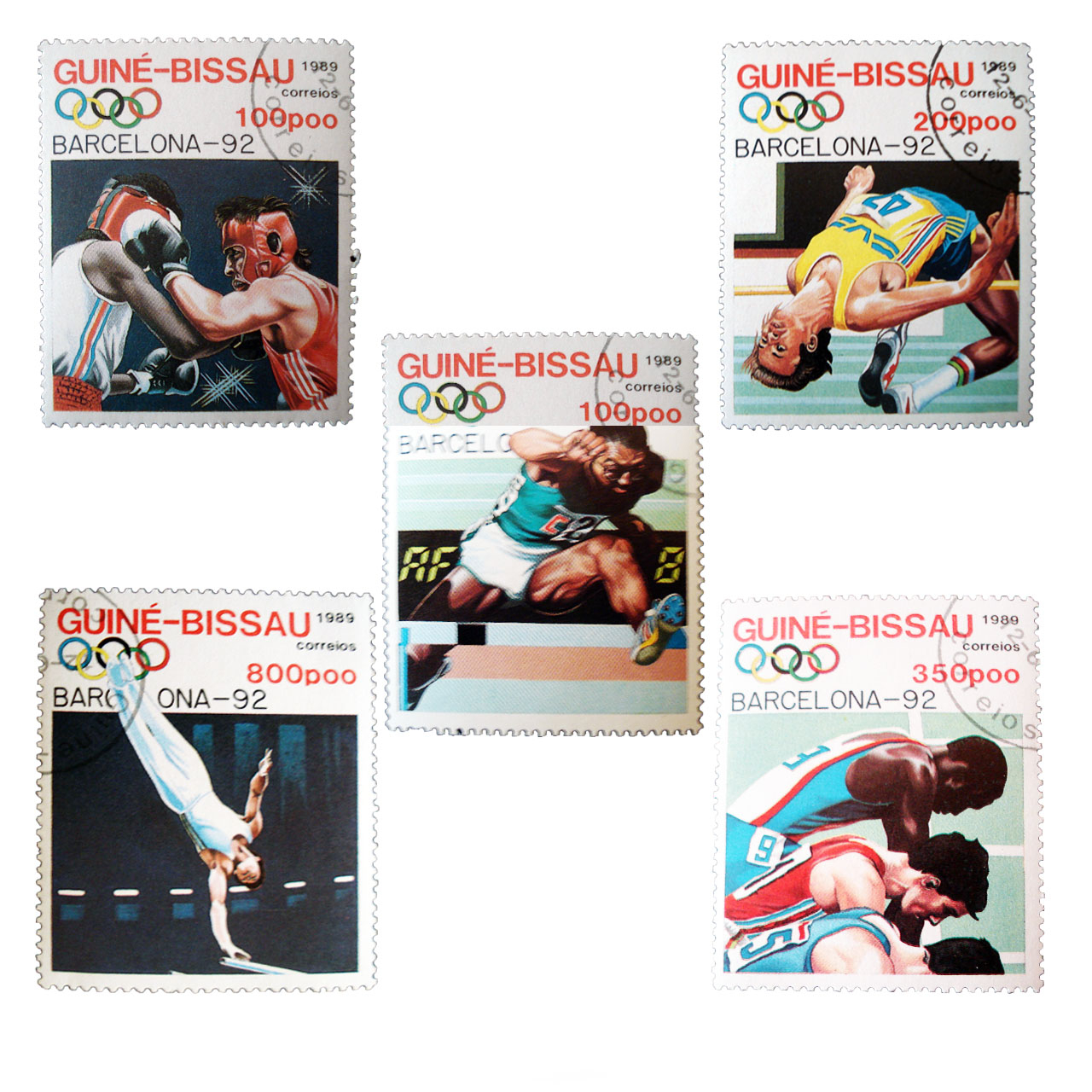 تمبر یادگاری طرح ورزشی مدل المپیک 92 کد OL-41 مجموعه 5 عددی