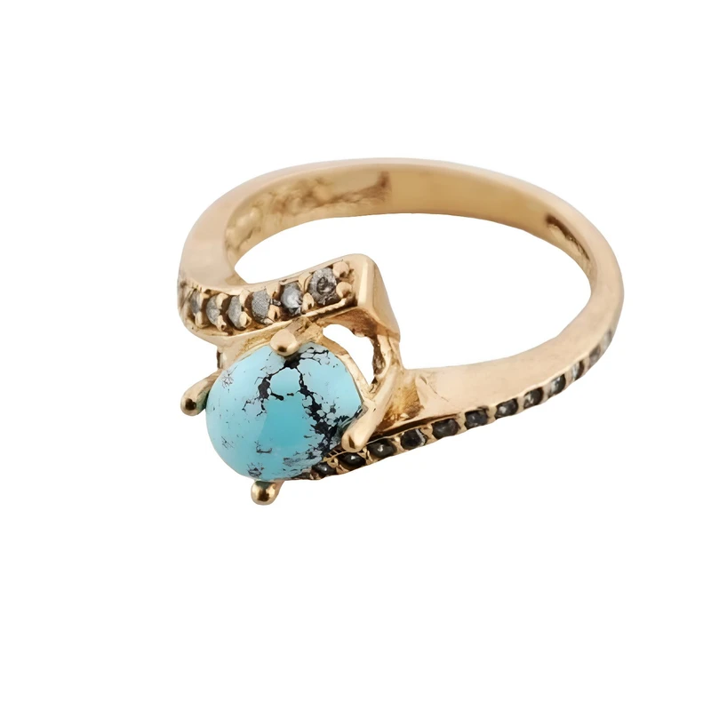 انگشتر زنانه مدل طلا روس فیروزه نیشابور q045