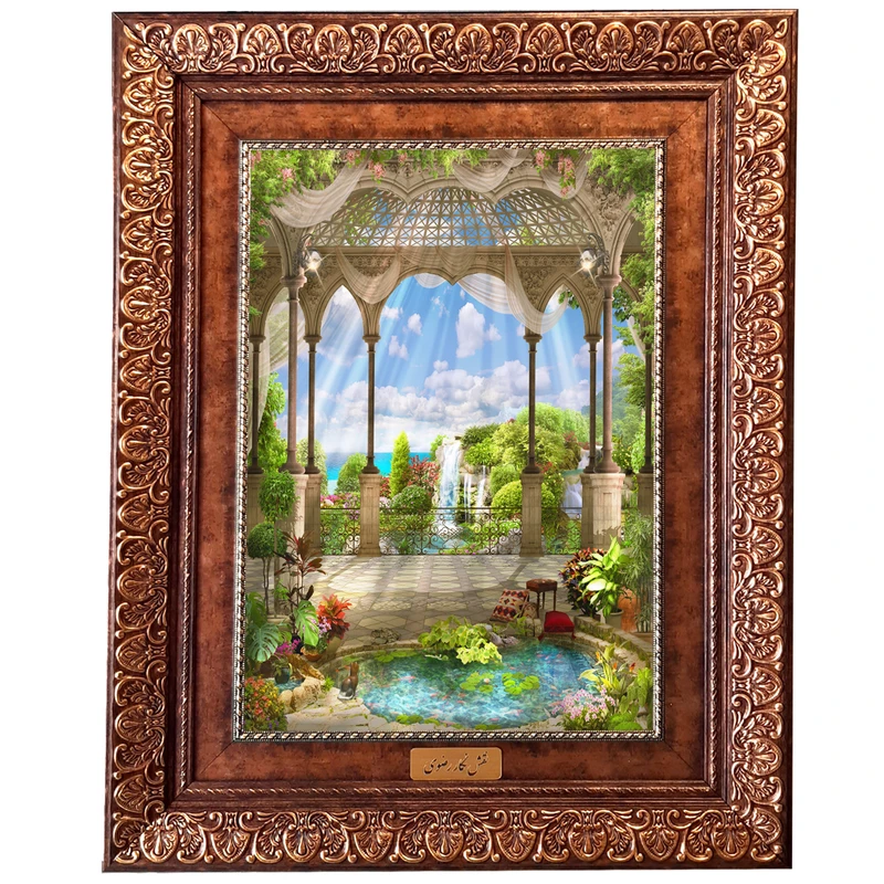 تابلو فرش ماشینی نقش نگار رضوی طرح منظره کد 6003KP