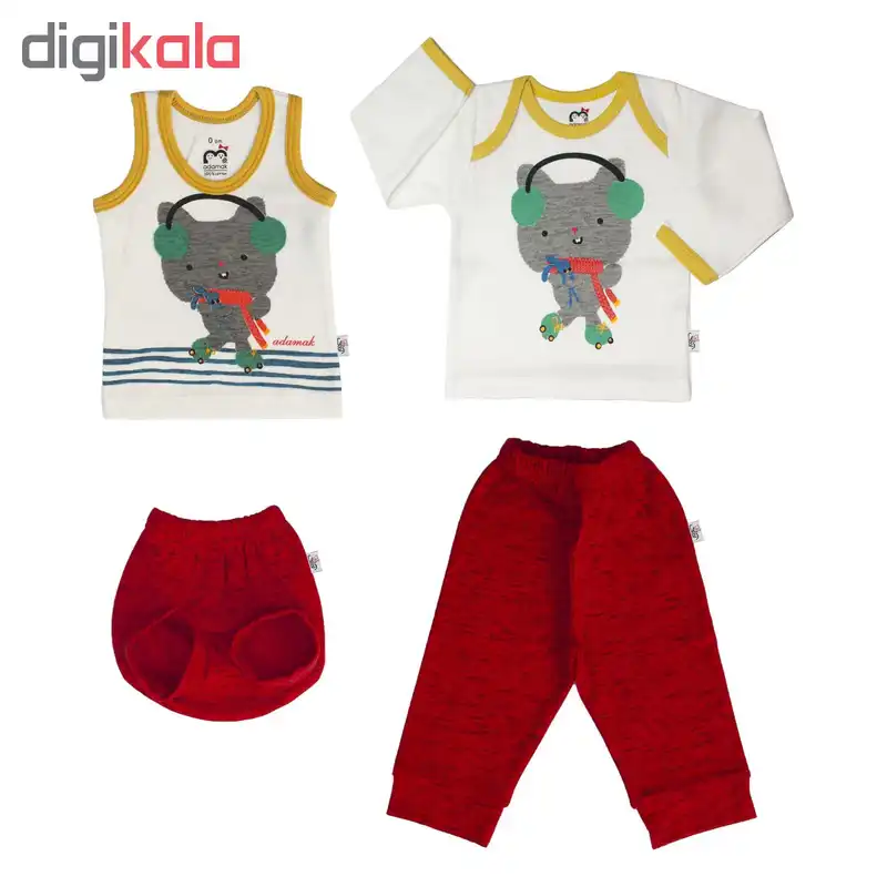 ست 4 تکه لباس نوزاد آدمک طرح گربه بازیگوش
