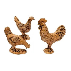 مجسمه فلزی مرغ و خروس مجموعه سه عددی کد 01