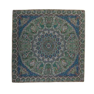 رومیزی ترمه حسینی طرح پارادایس سایز 100 × 100 سانتی‌ متر