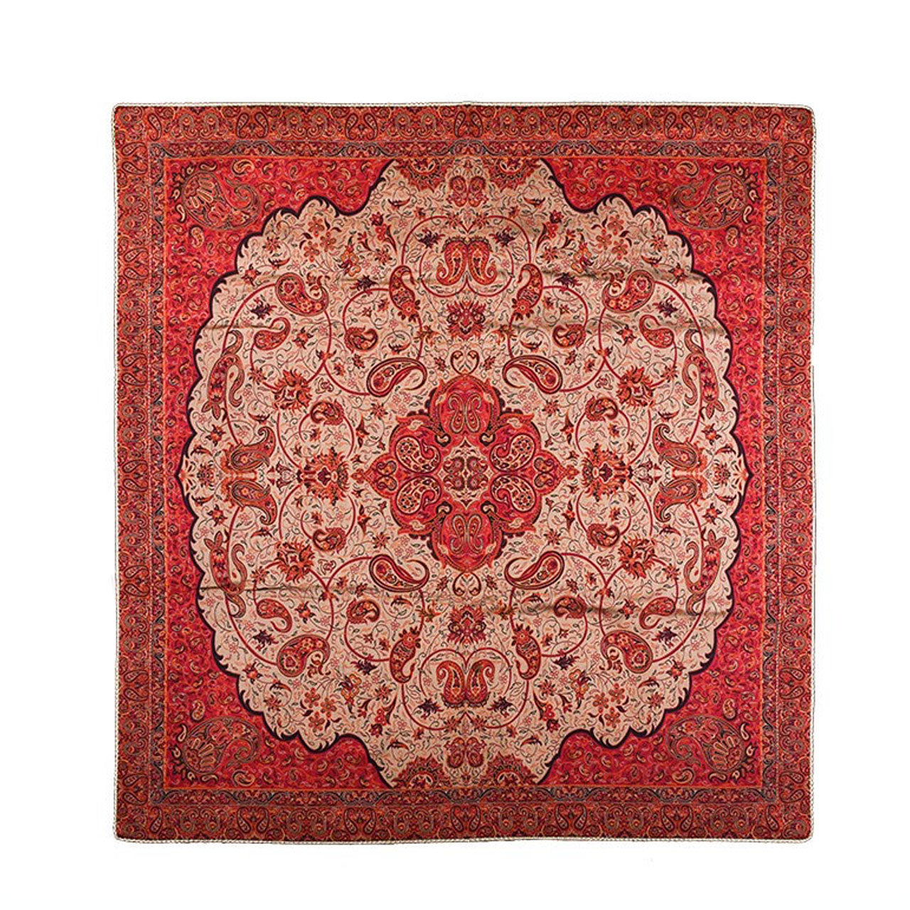 رومیزی ترمه حسینی طرح شاه عباسی سایز 100 × 100 سانتی متر