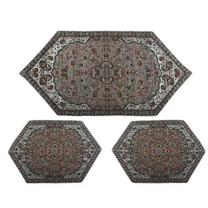 ست 3 تکه رومیزی ترمه حسینی طرح شاه عباسی