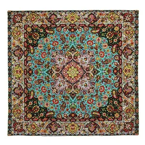 رومیزی ترمه ابریشم عدل کشمیر طرح ساران سایز 100 × 100 سانتی متر