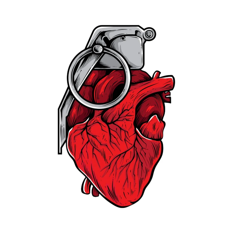 برچسب بدنه خودرو طرح قلب نارنجک کد E-240