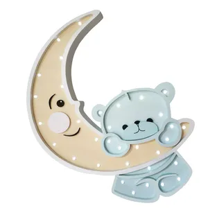 چراغ خواب کودک طرح ماه و خرس