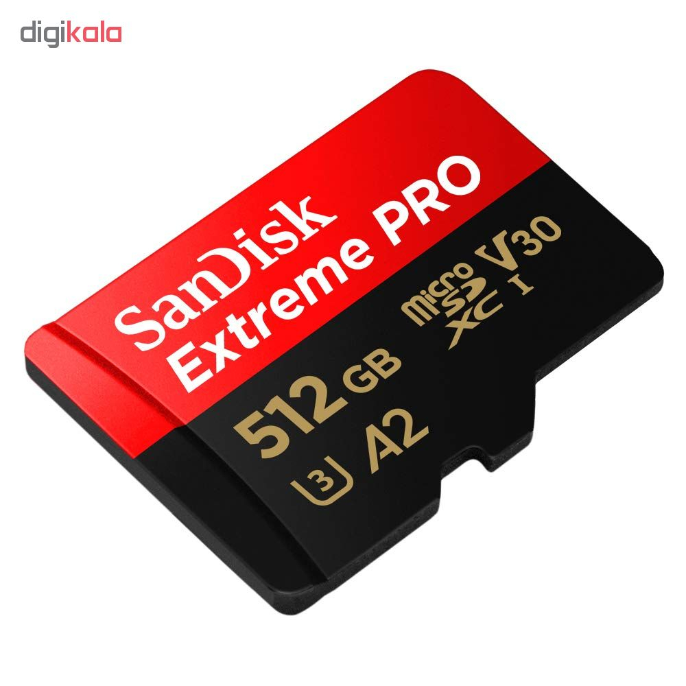 کارت حافظه microSDXC سن دیسک مدل Extreme PRO کلاس A2 استاندارد UHS-I U3 سرعت 170MBs ظرفیت 512 گیگابایت به همراه آداپتور SD کارت حافظه microSDXC سن دیسک مدل Extreme PRO کلاس A2 استاندارد UHS-I U3 سرعت 170MBs ظرفیت 512 گیگابایت به همراه آداپتور SD