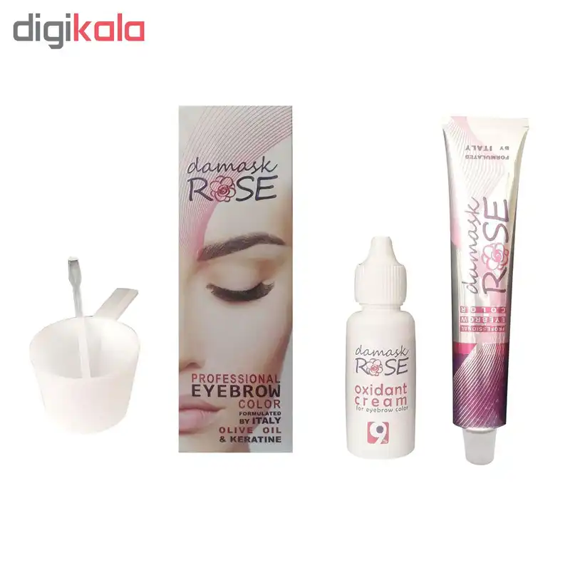 کیت رنگ ابرو داماسک رز کد 7.74 حجم 30 میلی لیتر رنگ بلوند عسلی متوسط