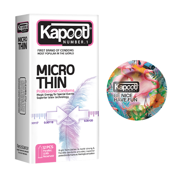 کاندوم کاپوت مدل Micro Thin بسته 12عددی به همراه کاندوم کد 001