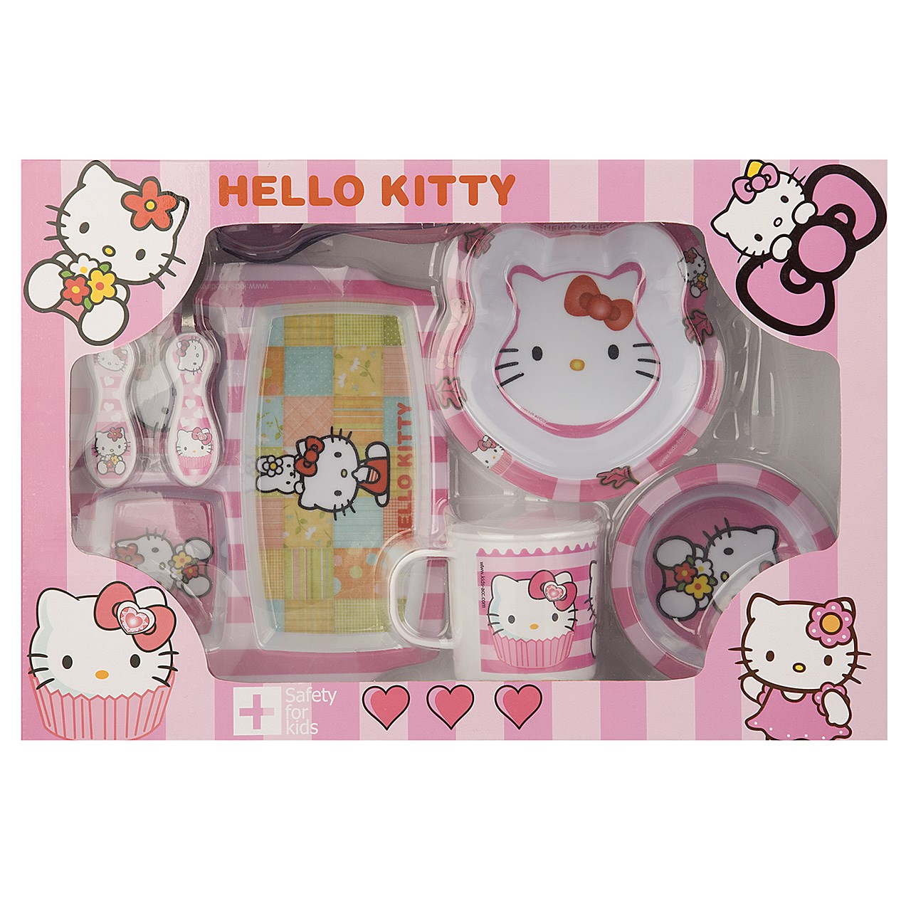 ست 8 تکه غذاخوری کودک کیدکر مدل Hello Kitty