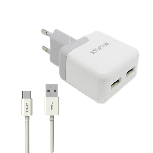 شارژر دیواری روموس مدل AC12S به همراه کابل تبدیل USB-C