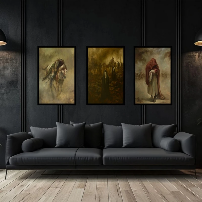 تابلو بکلیت طرح تصویر مذهبی امام حسین (ع)  و عاشورا مدل B-bu3733 مجموعه 3 عددی