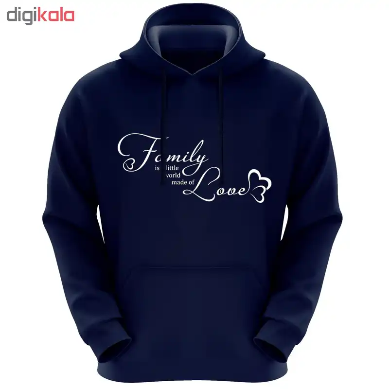 هودی زنانه طرح family love کد F107 رنگ سرمه ای