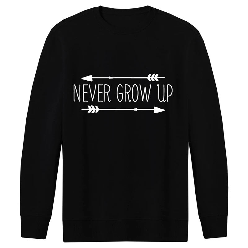 سویشرت مردانه طرح NEVER GROW UP کد R17 رنگ مشکی