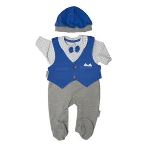 ست 3 تکه لباس نوزادی آدمک کد 313800 رنگ آبی