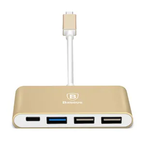 مبدل USB-C به USB 3.0 و HDMI و USB-C باسئوس مدل Sharp Series