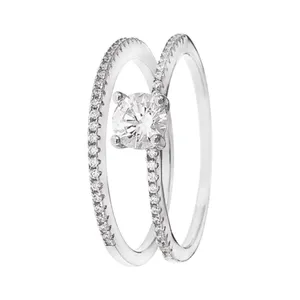 انگشتر نقره زنانه مون لایت کد R2150 مجموعه 2 عددی