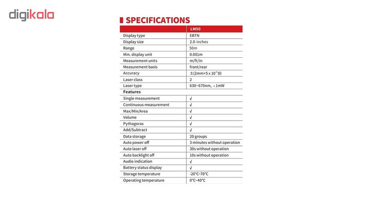 متر لیزری یونی تی مدل LM50
