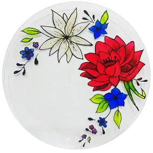 بشقاب شیشه ای طرح گل کد 02