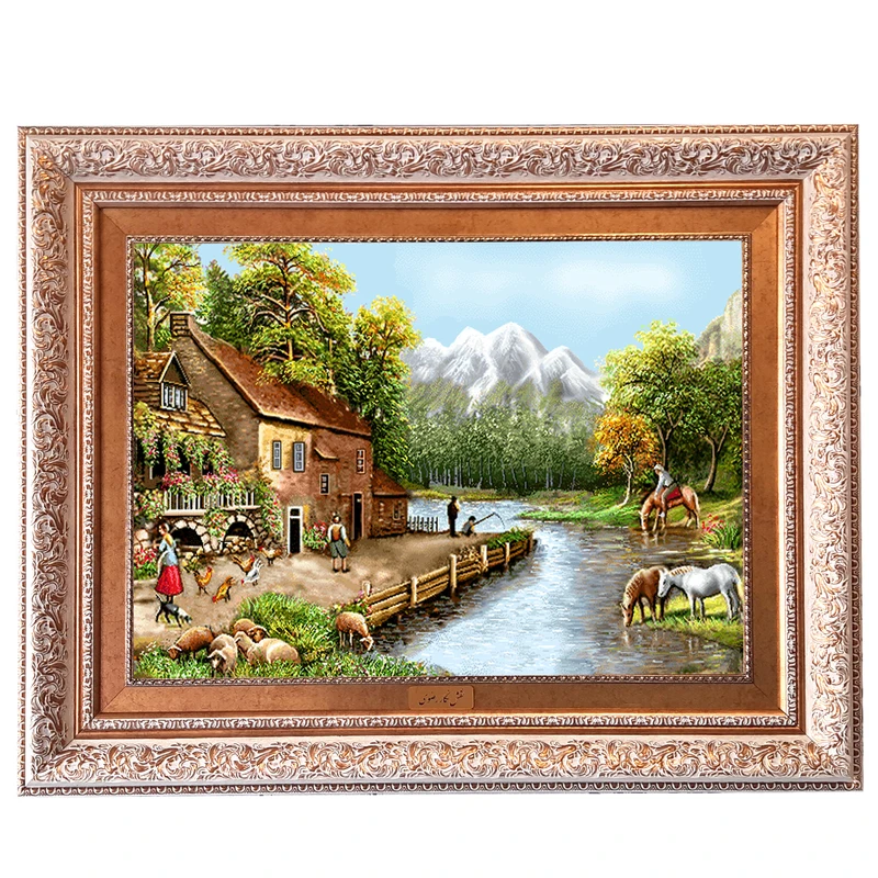 تابلو فرش ماشینی نقش نگار رضوی طرح منظره کد 1747G