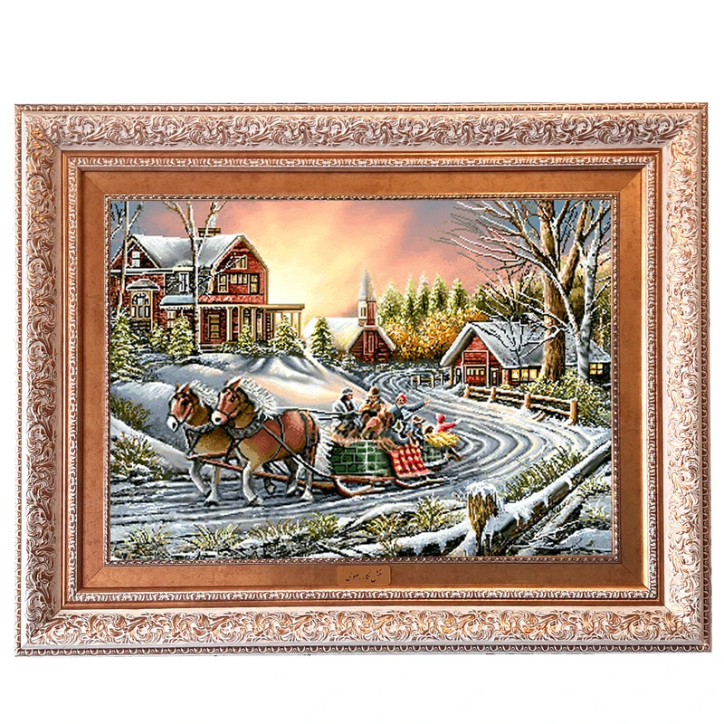 تابلو فرش ماشینی نقش نگار رضوی طرح روز برفی کد 1841G