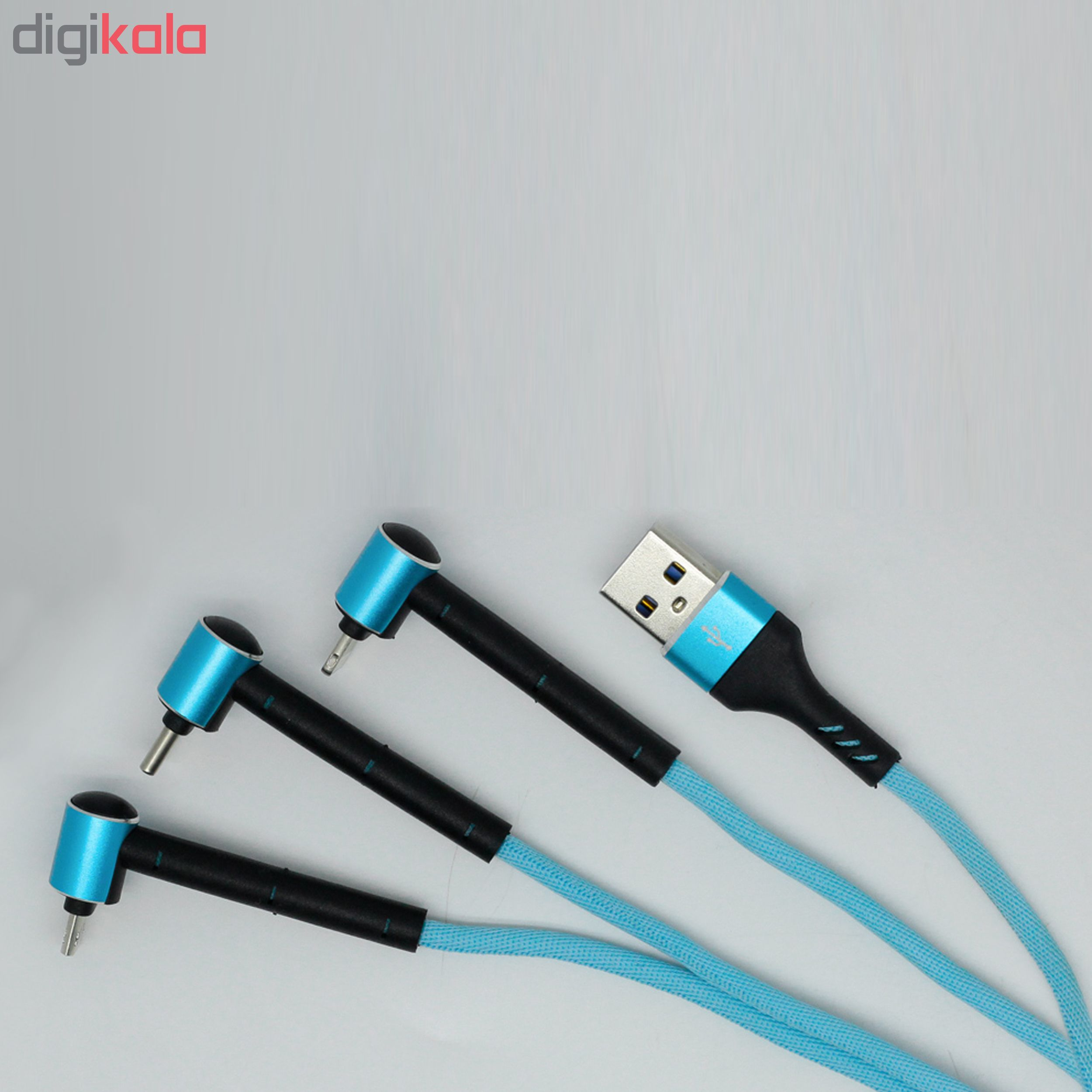 کابل تبدیل USB به MicroUSB/Lightning/USB-C تسکو مدل TC A100 طول 1.2 متر