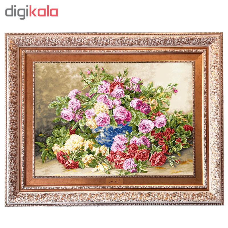 تابلو فرش ماشینی نقش نگار رضوی طرح گل کد 2210G تابلو فرش ماشینی نقش نگار رضوی طرح گل کد 2210G