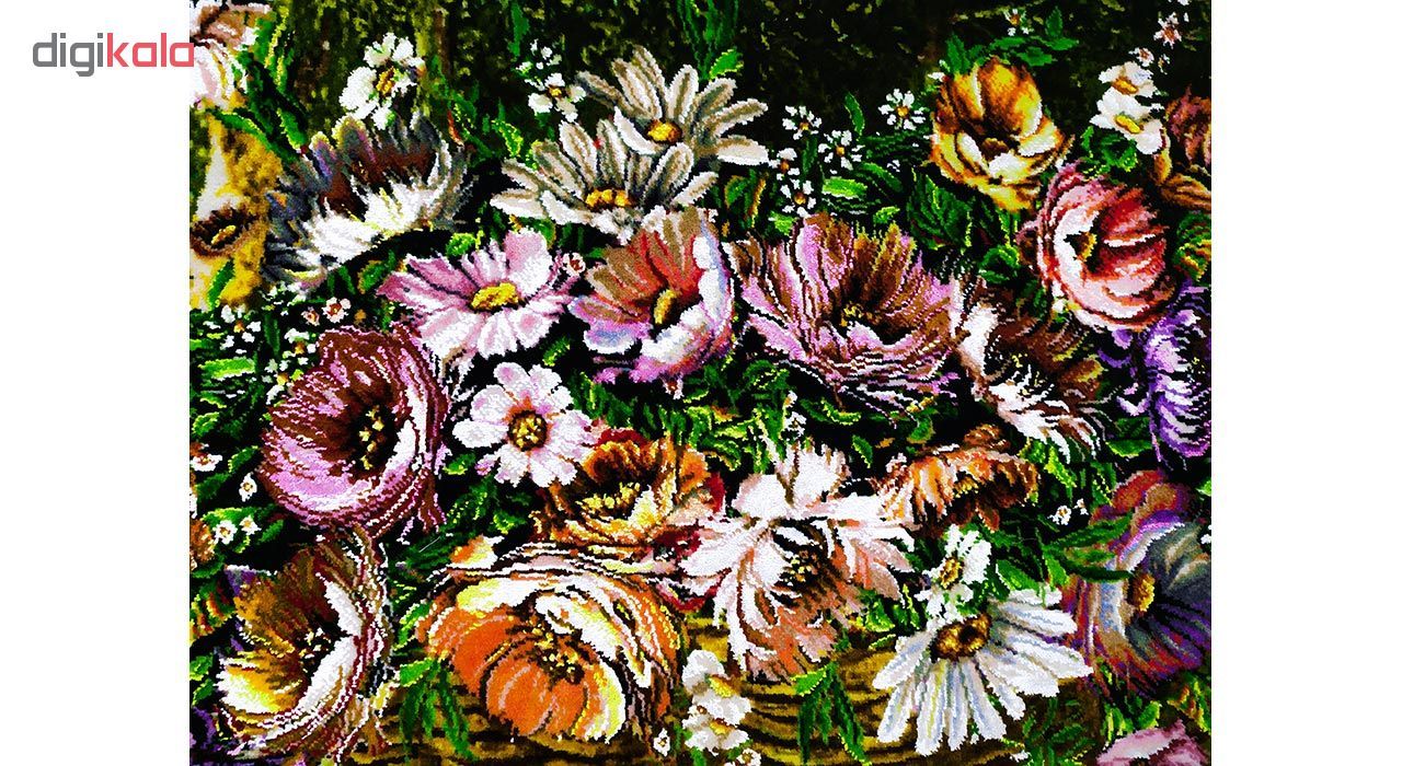 تابلو فرش دستبافت طرح گل و گلدان کد 1543 