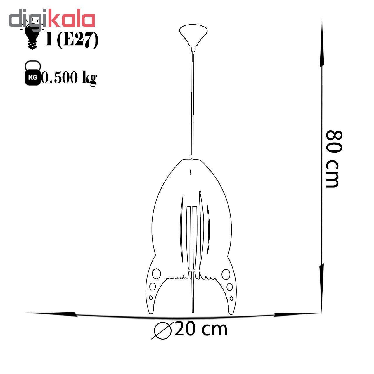 چراغ آویز چشمه نور کد C1302.1H