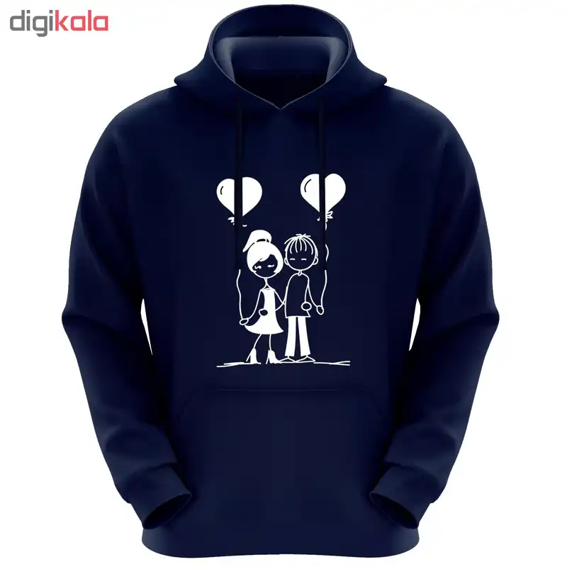 هودی زنانه طرح عشق کد F120 رنگ سرمه ای