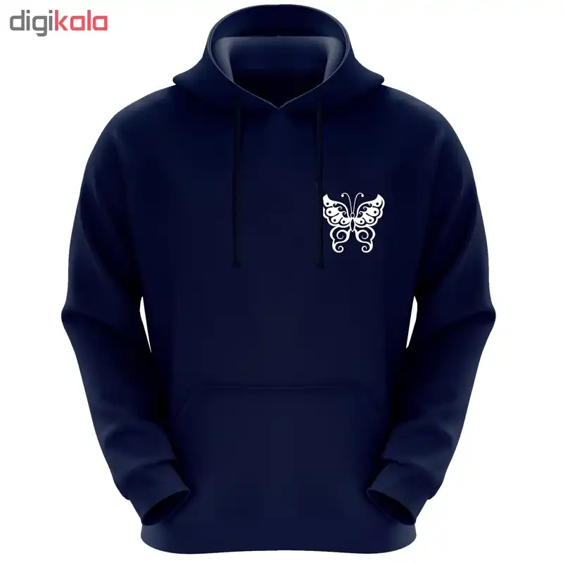 هودی زنانه طرح پروانه کد F122 رنگ سرمه ای