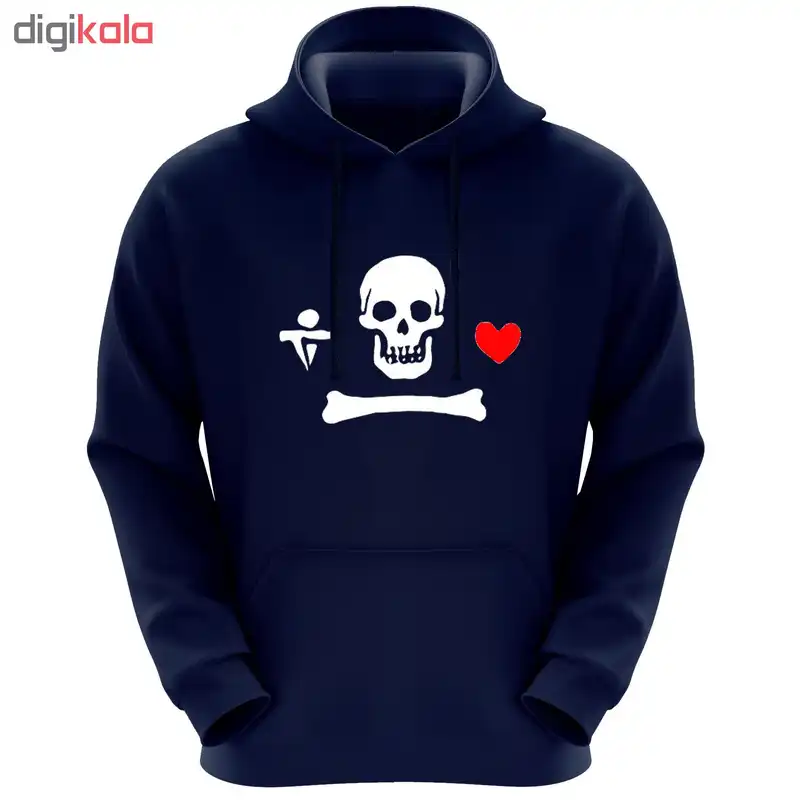 هودی زنانه طرح اسکلت کد F126 رنگ سرمه ای