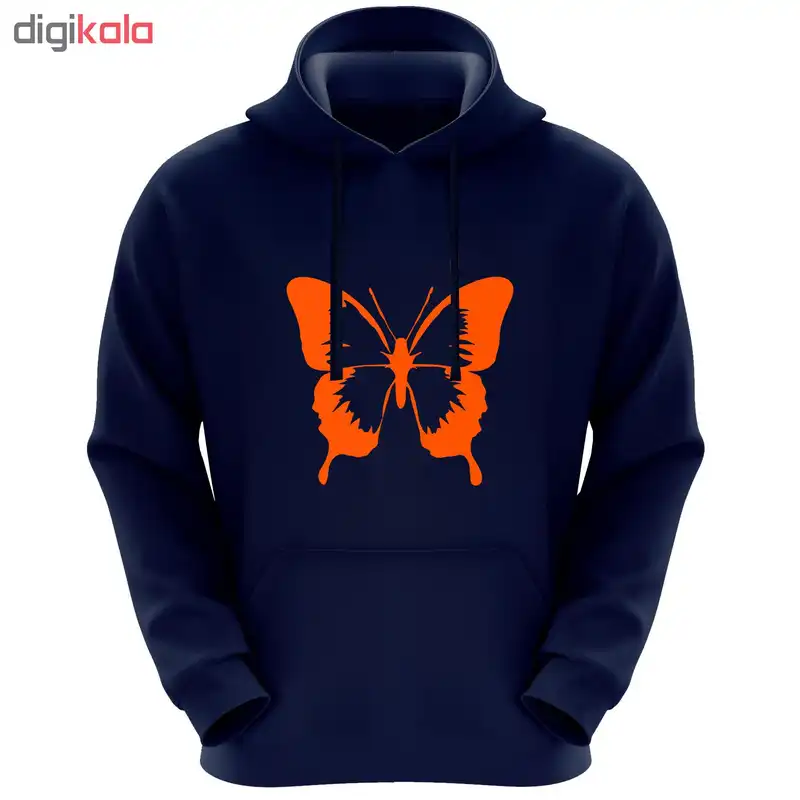 هودی زنانه طرح پروانه کد FN144 رنگ سرمه ای