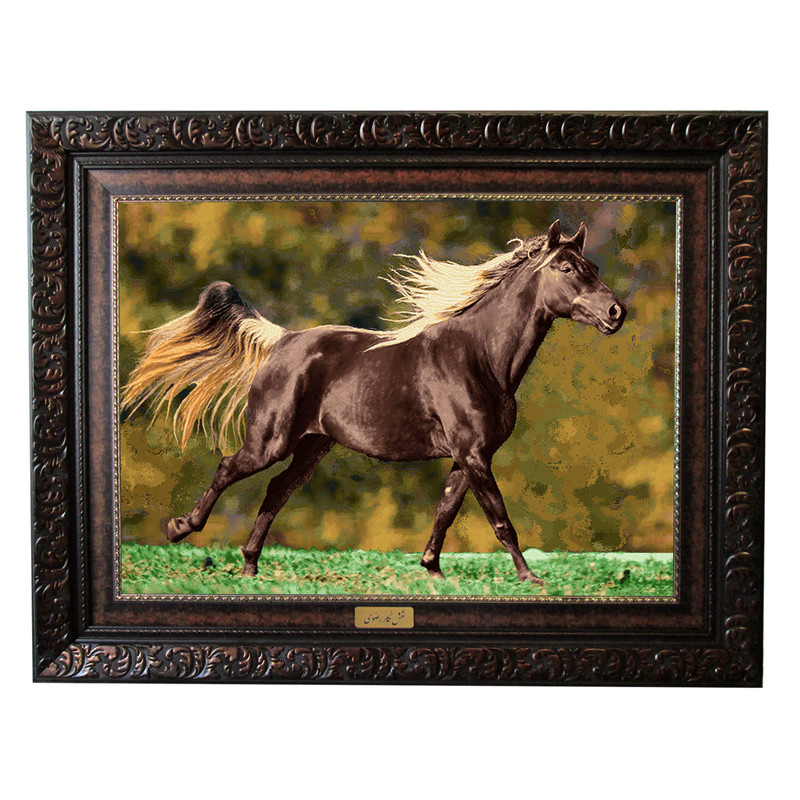 29cab90c24b97ff89875220ba9a01edea59dd91a298103aebe87ea9c90d0 تابلو فرش ماشینی نقش نگار رضوی طرح اسب کد 473B