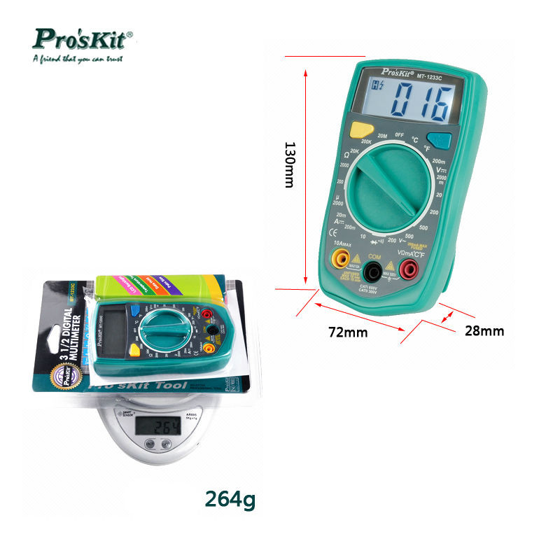 مولتی متر دیجیتال پروسکیت مدل MT-1233C مولتی متر دیجیتال پروسکیت مدل MT-1233C