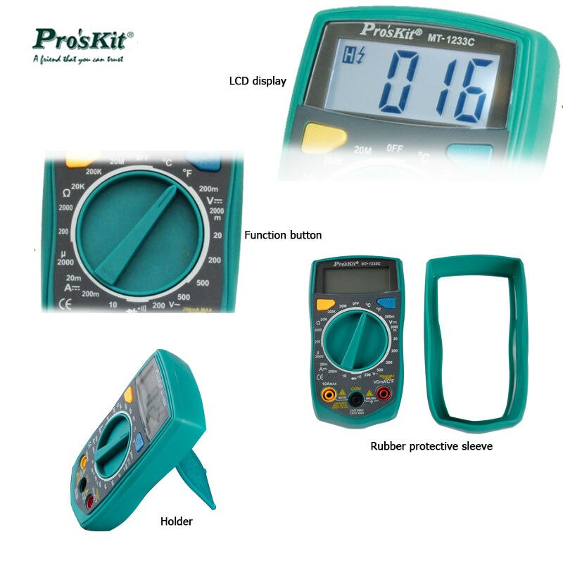 مولتی متر دیجیتال پروسکیت مدل MT-1233C مولتی متر دیجیتال پروسکیت مدل MT-1233C