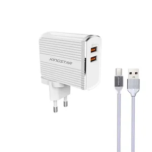 شارژر دیواری کینگ استار مدل K2502 QC به همراه کابل تبدیل USB-C