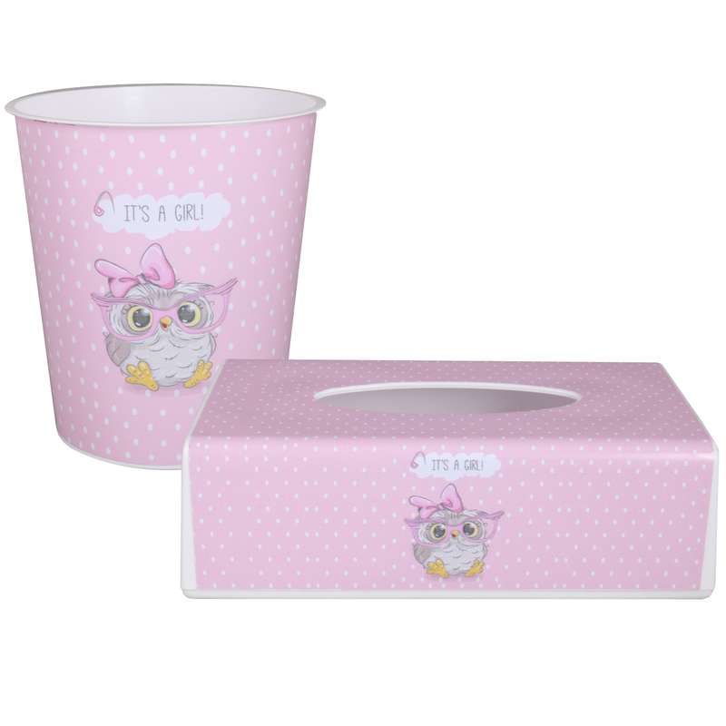 ست سطل و جادستمال اتاق کودک طرح جغد کد 5056