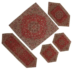  ست 5 تیکه رومیزی ترمه سنتی یزد مدل T10_94