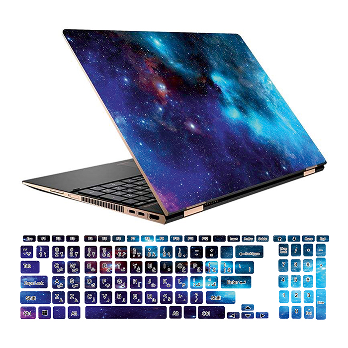 استیکر لپ تاپ طرح Space کد 01 مناسب برای لپ تاپ 15.6 اینچ به همراه برچسب حروف فارسی