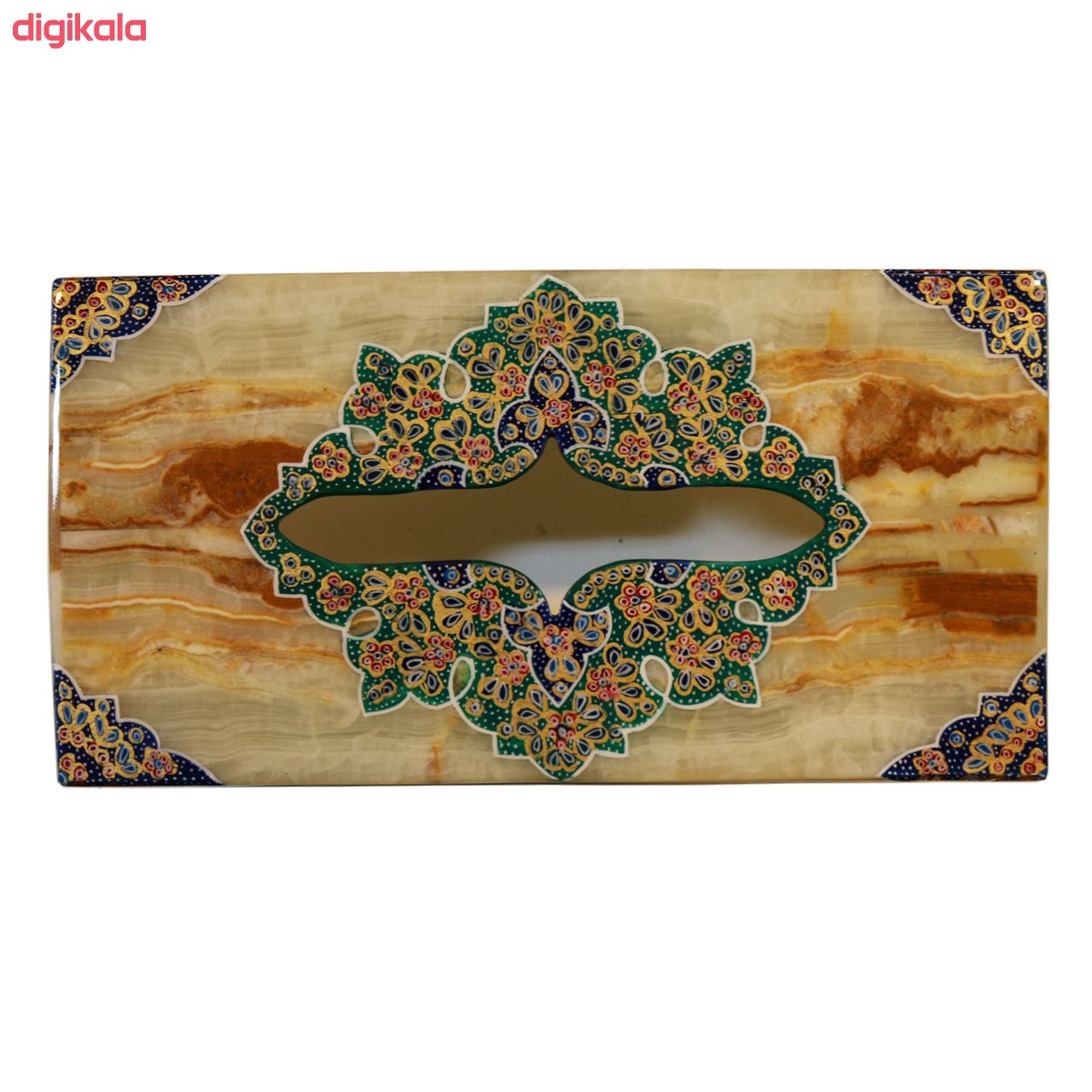 جعبه دستمال کاغذی سنگ مرمر طرح تذهیب فرشی مدل 221107 main 1 2