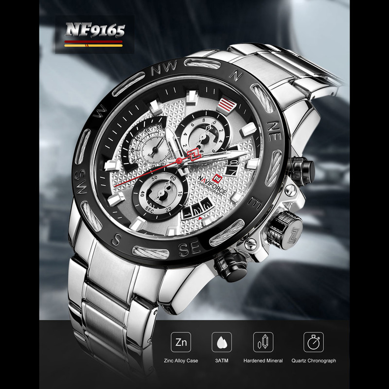 ساعت مچی عقربه ای مردانه نیوی فورس مدل NF9165M- S-W ساعت مچی عقربه ای مردانه نیوی فورس مدل NF9165M- S-W