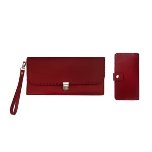 ست کیف دسته چک و کیف پول چرمی کد MK6