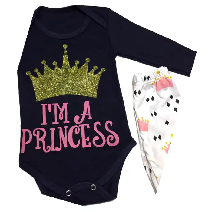 ست 3 تکه لباس نوزادی طرح پرنسس کد 001