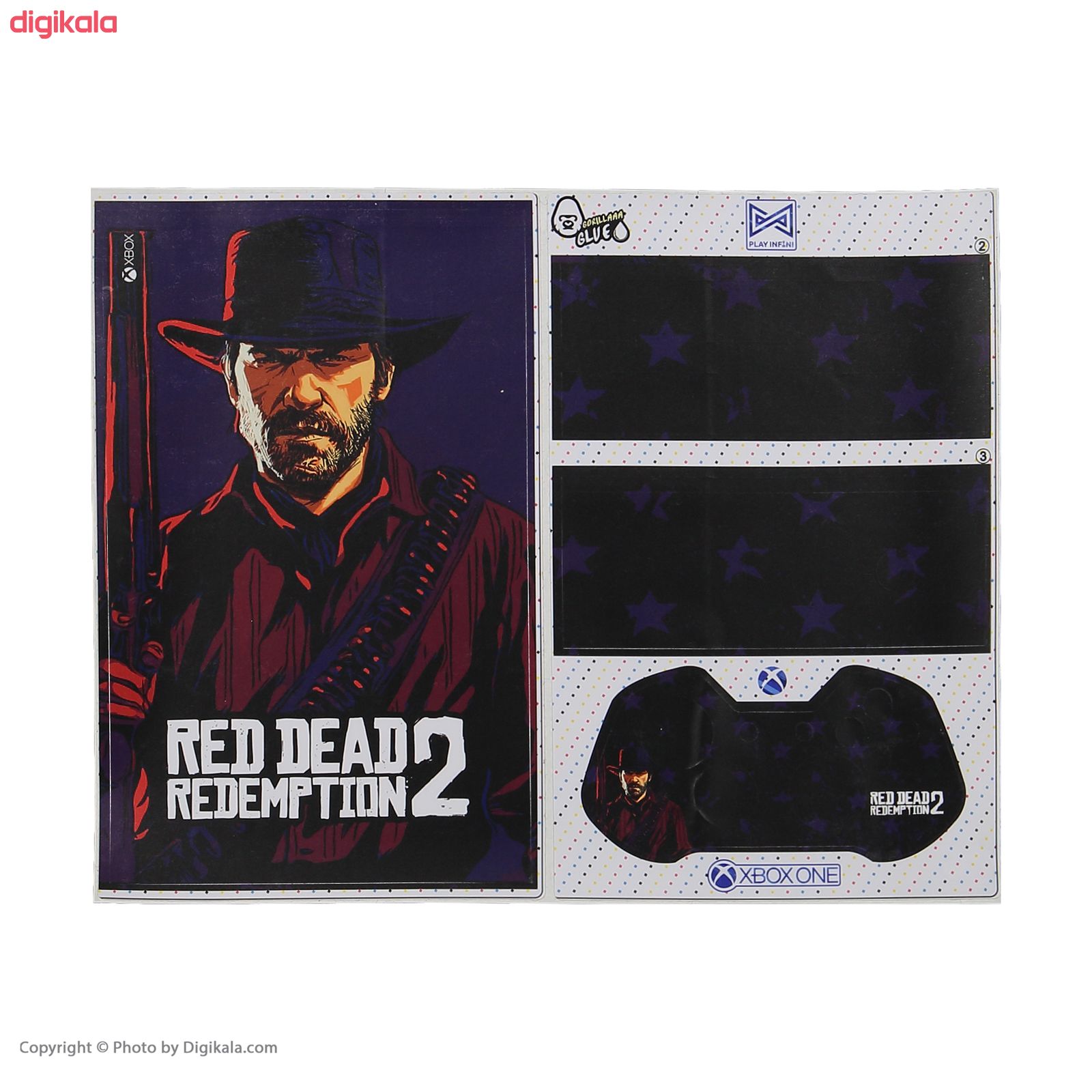 برچسب ایکس باکس وان فت پلی اینفینی مدل Red Dead Redemption 2 01 به همراه برچسب دسته 