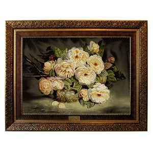 تابلو فرش ماشینی نقش نگار رضوی طرح گل کد 2404C