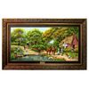 تابلو فرش ماشینی نقش نگار رضوی طرح منظره روستایی کد 731CB